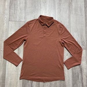 Lululemon Mens Evolution Long Sleeve Polo Heathered Date Brown